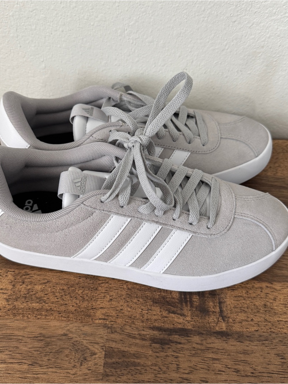 adidas Gray Suede Low-Top Sneakers with White Stripes